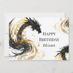 Mythical Watercolor Dragon Birthday Card