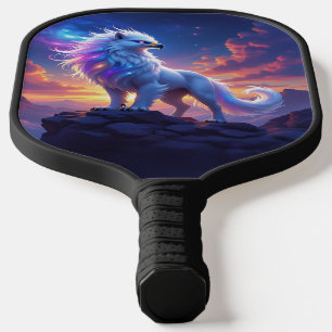 Mythical White Griffin on Top of the World Pickleball Paddle
