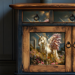 Mythical White Pegasus Purple Wings Stone Circle Tissue Paper