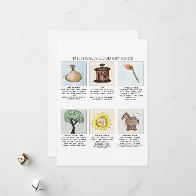 Mythically Good Gift Guide Mythology Christmas Car Holiday Card (Front/Back In Situ)