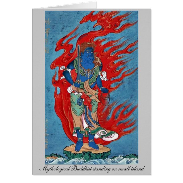 Mythological Buddhist standing on small island (Front)