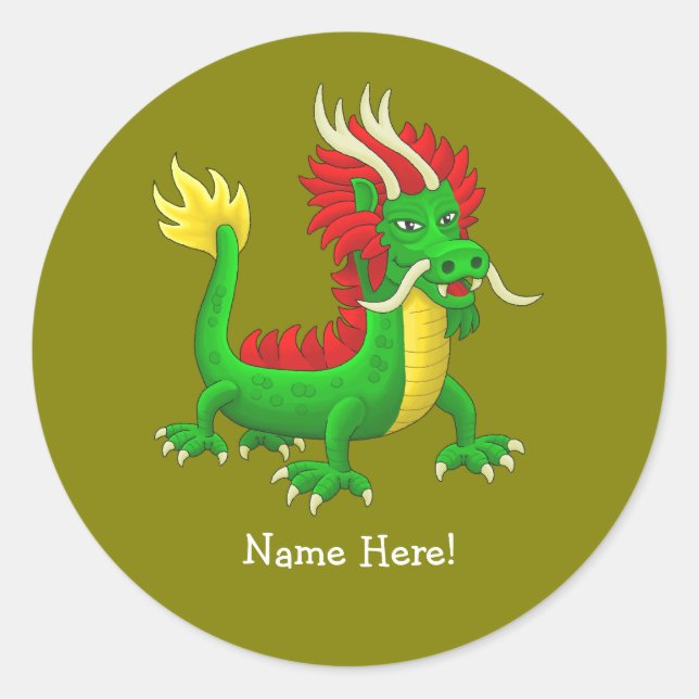 Mythological Chinese Dragon Classic Round Sticker (Front)