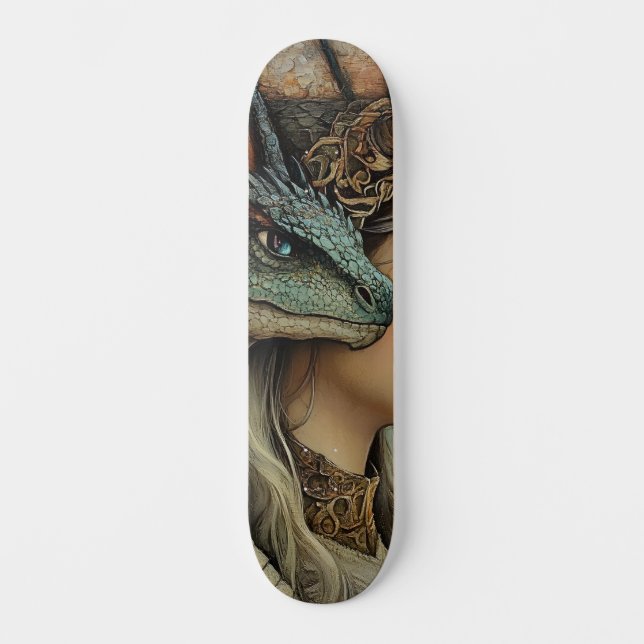 Mythological Dragon Nymph Girly Skate Deck (Front)