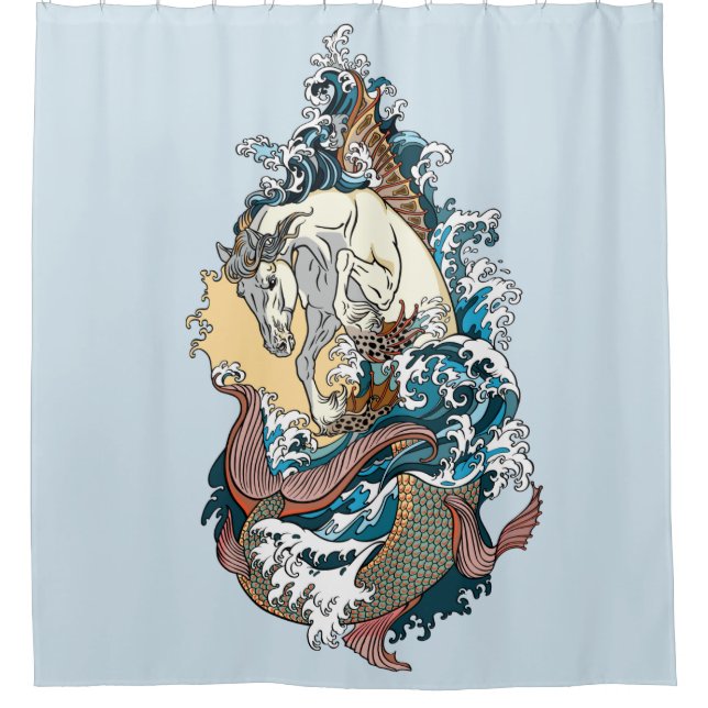 mythological seahorse shower curtain (Front)