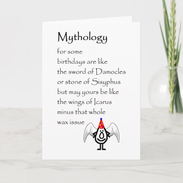 Mythology A Funny Happy Birthday Poem Card (Front)