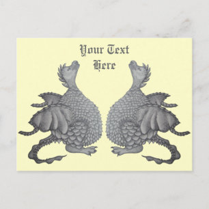 mythycal creatures cute grey baby dragons postcard