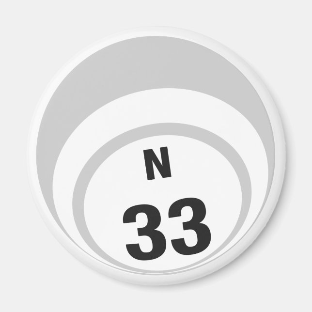 N33 bingo ball fridge magnet (Front)