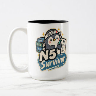 N5 Cute Penguin Survivor Design Two-Tone Coffee Mug