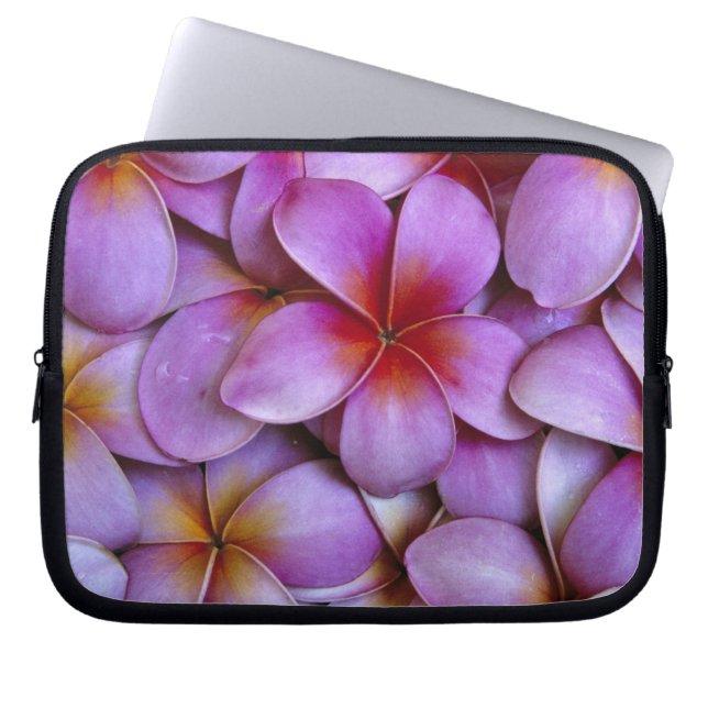 N.A., USA, Maui, Hawaii. Pink Plumeria blossoms. Laptop Sleeve (Front)