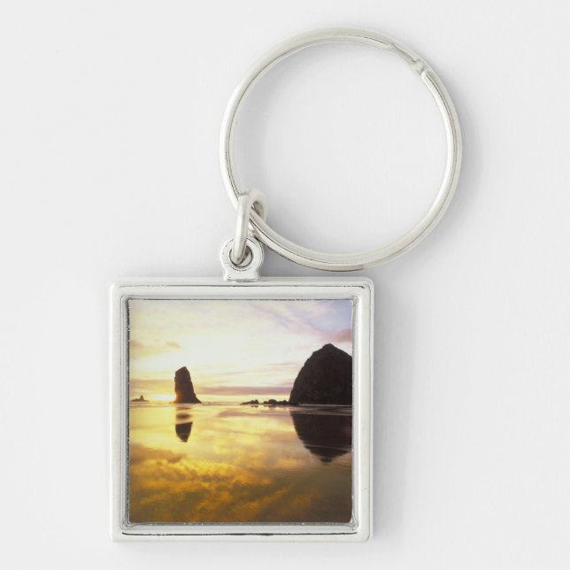N.A., USA, Oregon, Cannon Beach Sunset with Key Ring (Front)