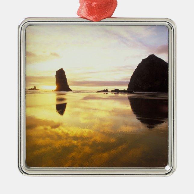 N.A., USA, Oregon, Cannon Beach Sunset with Metal Ornament (Front)