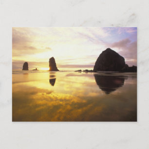 N.A., USA, Oregon, Cannon Beach Sunset with Postcard