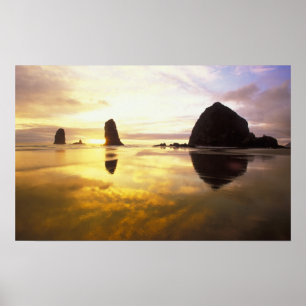 N.A., USA, Oregon, Cannon Beach Sunset with Poster
