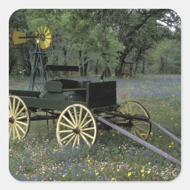 N.A., USA, Texas, Devine, Old wagon and Square Sticker (Front)