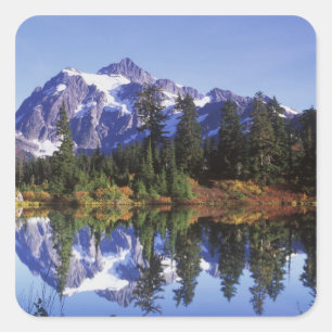 N.A., USA, Washington, Mt. Baker & Snoqualmie Square Sticker