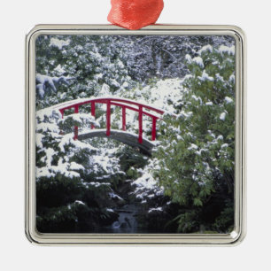 N.A., USA, Washington, Seattle. Moon bridge in 2 Metal Ornament