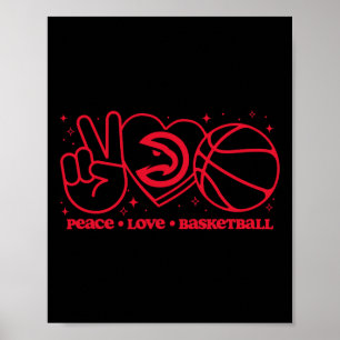 N Atlanta Hawks Peace Love Sketll Poster