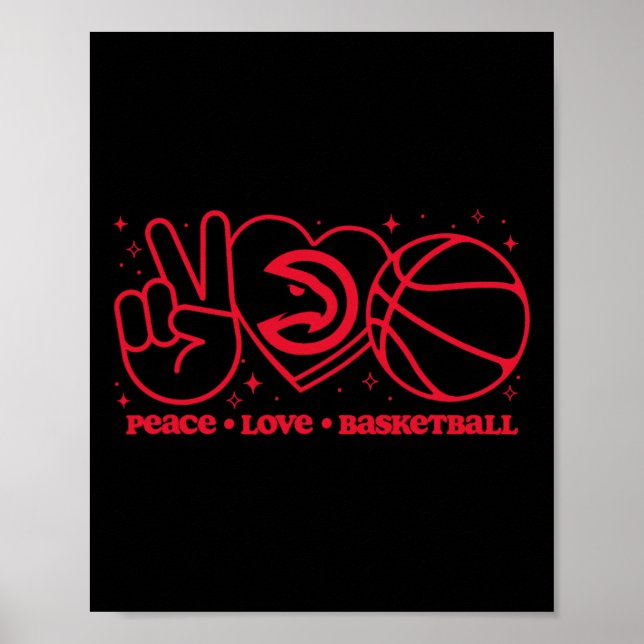 N Atlanta Hawks Peace Love Sketll  Poster (Front)