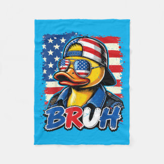 N Boy Bro 4th July Rubber Duck Patriotic Aamerican Fleece Blanket