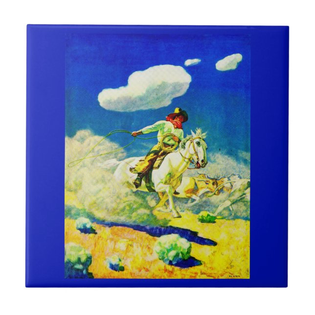 N. C. Wyeth cowboy Ceramic Tile (Front)