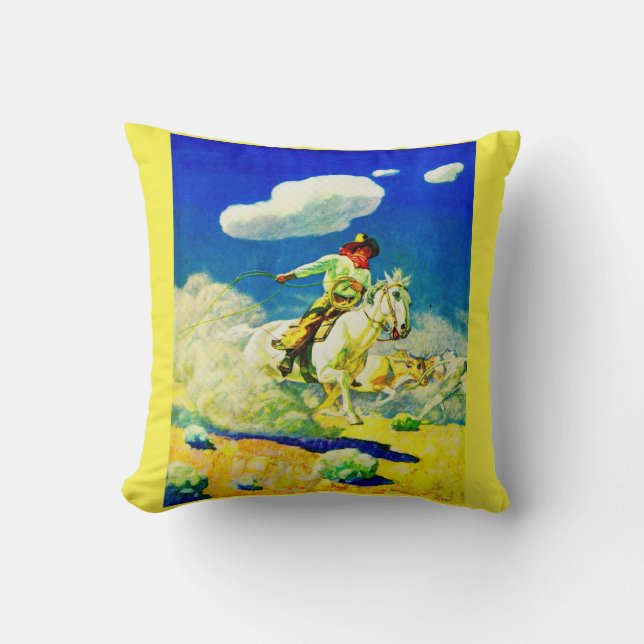 N. C. Wyeth cowboy Cushion (Front)