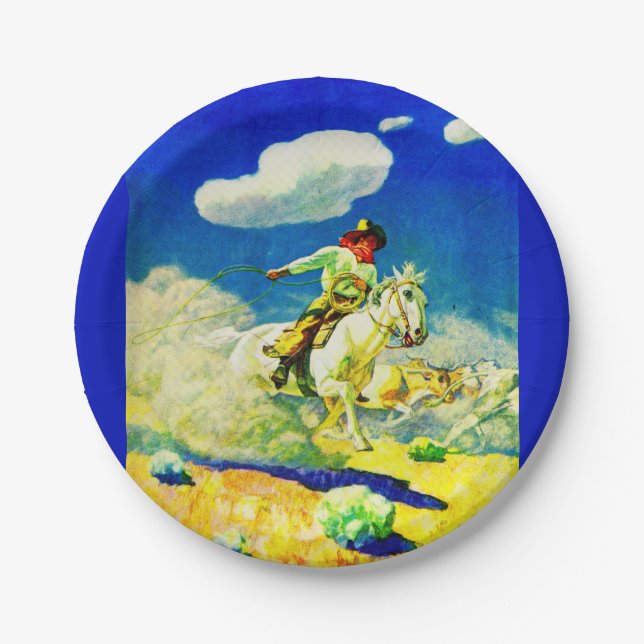 N. C. Wyeth cowboy Paper Plate (Front)