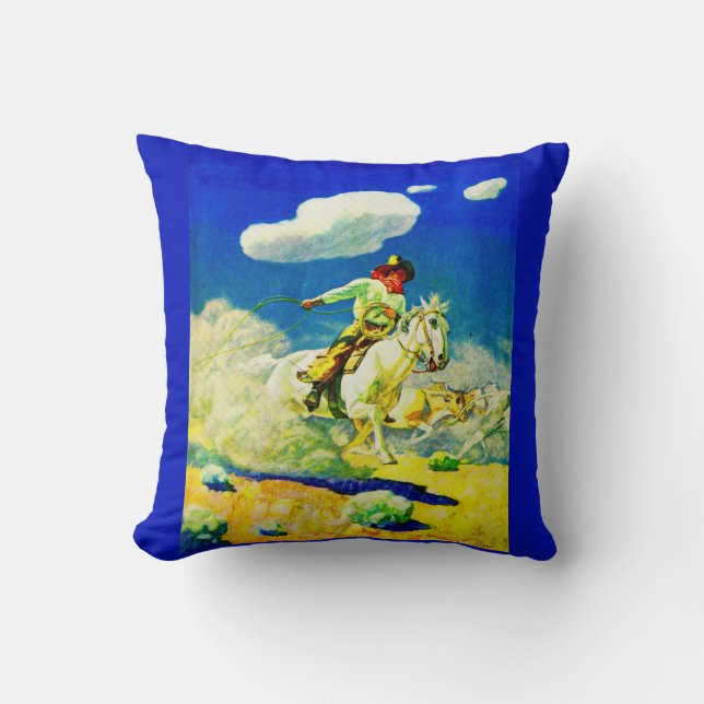 N. C. Wyeth cowboy print Cushion (Front)