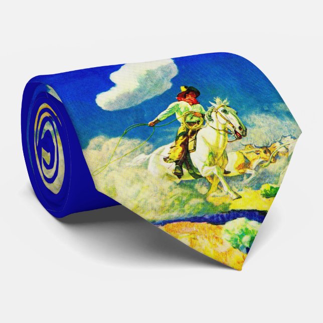 N. C. Wyeth cowboy print  Tie (Rolled)
