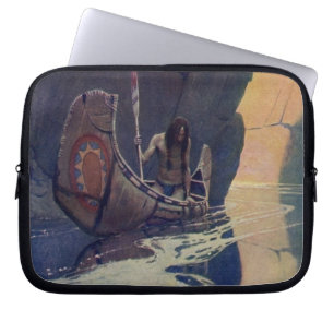 N. C. Wyeth Indian Canoe Paddling Illustration Art Laptop Sleeve