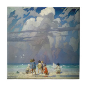 N.C. Wyeth The Giant 1923 Vintage Illustration Ceramic Tile