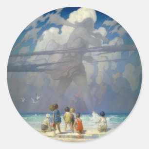N.C. Wyeth The Giant 1923 Vintage Illustration Classic Round Sticker