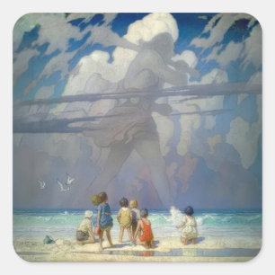 N.C. Wyeth The Giant 1923 Vintage Illustration Square Sticker