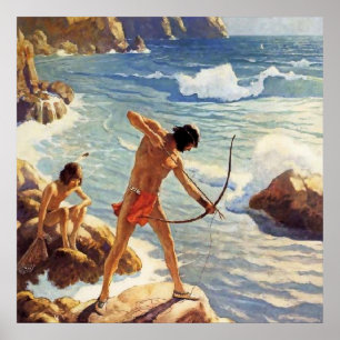 N C Wyeth Western Painting “First Maine Fishermen” Poster