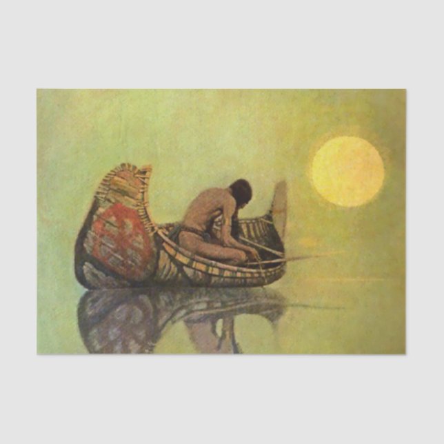 N C Wyeth Western Painting “The Silent Fisherman” Tissue Paper (Front)