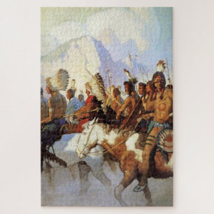 N C Wyeth Western Painting “The War Party” Jigsaw Puzzle