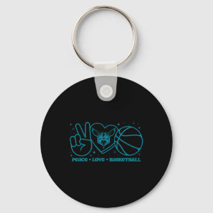 N Charlotte Hornets Peace Love Sketll Key Ring