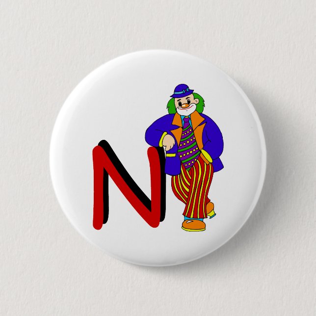 N Clown 6 Cm Round Badge (Front)