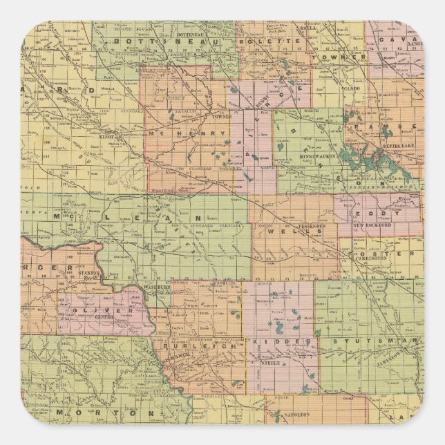 N Dakota Square Sticker (Front)