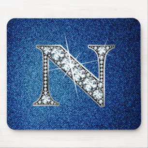 N Faux-"Diamond Bling" on Denim Mousepad