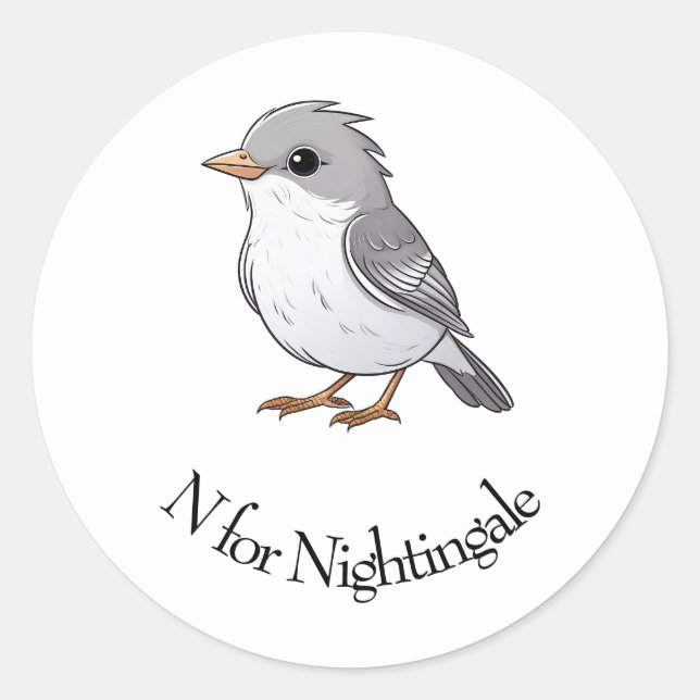 N for Nightingale Classic Round Sticker (Front)