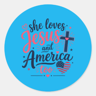 N Girls Loves Jesus Aamerica Too Cute Christian Classic Round Sticker