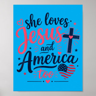 N Girls Loves Jesus Aamerica Too Cute Christian Poster