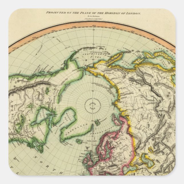 N Hemisphere, plane of London Square Sticker (Front)