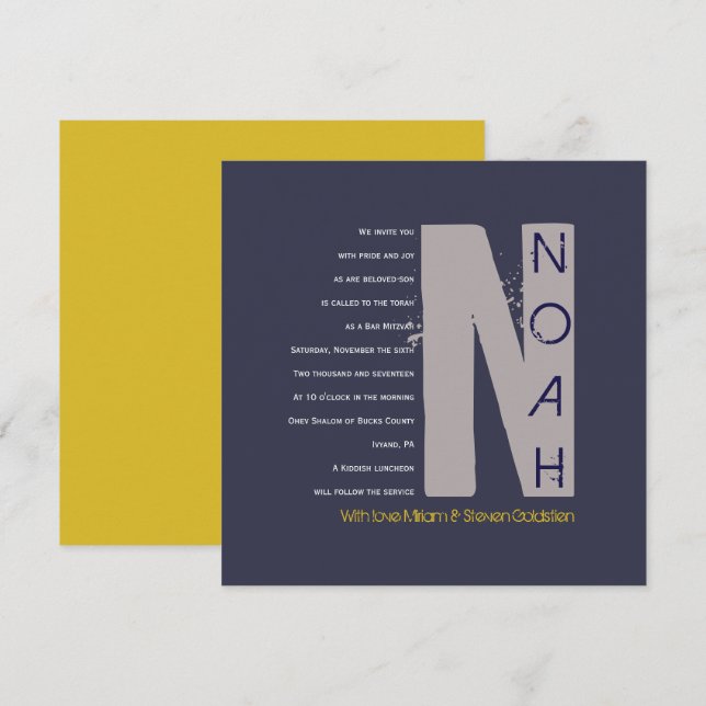 N Initial Collection Bat Bar Mitzvah Invitation (Front/Back)
