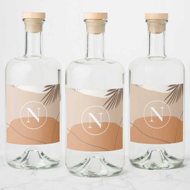 N - Initial Monogram Letter N Abstract Design Liquor Bottle Label (Bottles)