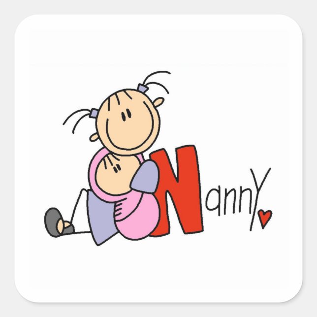 N is for Nanny Square Sticker (Front)