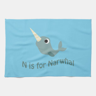 N is for Narwhal Tea Towel