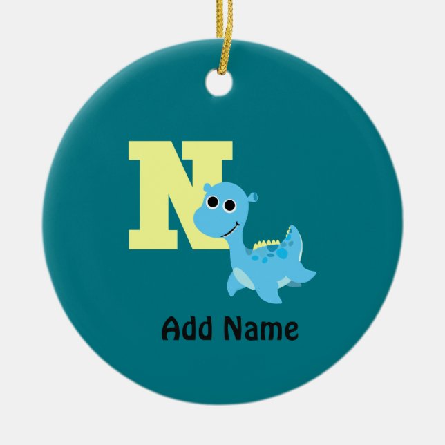 N is for Nessie Ceramic Ornament (Front)