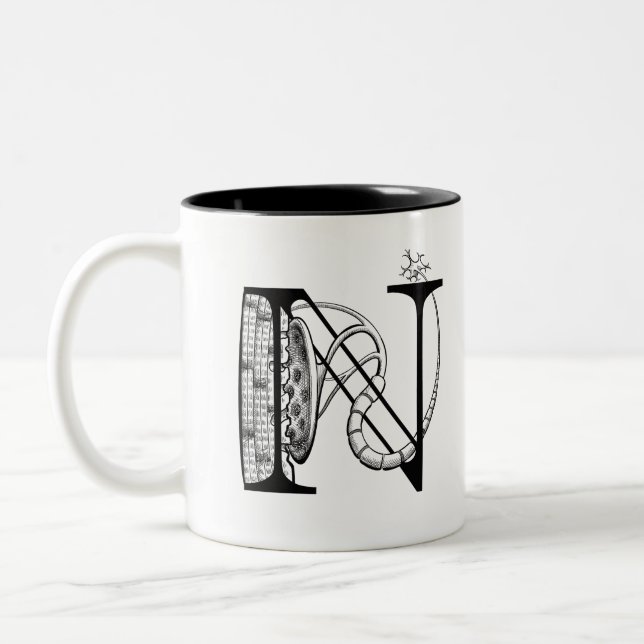 N is for Neuromuscular Junction (mug) Two-Tone Coffee Mug (Left)