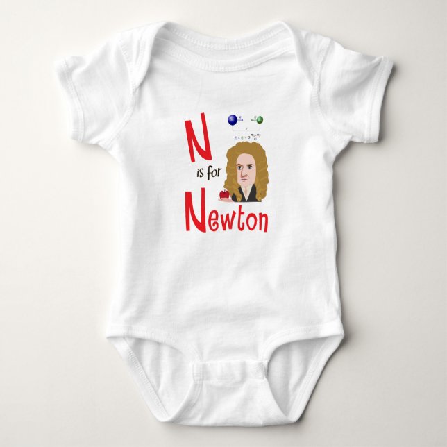 N is for Newton Cute Physics & science Design Baby Bodysuit (Front)